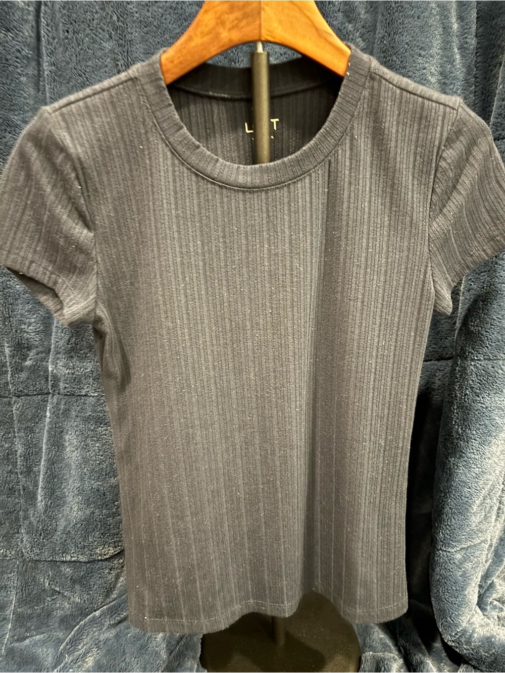 LOFT Outlet Women’s Pointelle Knit Tee Navy Short Sleeve Size XS